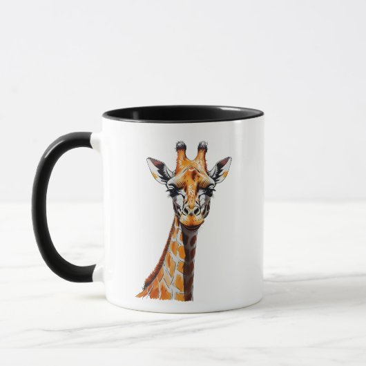 Kleur Potlood Giraffe Sketch – Artistic Hand-Drawn Mok (Links)