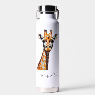 Kleur Potlood Giraffe Sketch – Artistic Hand-Drawn Waterfles