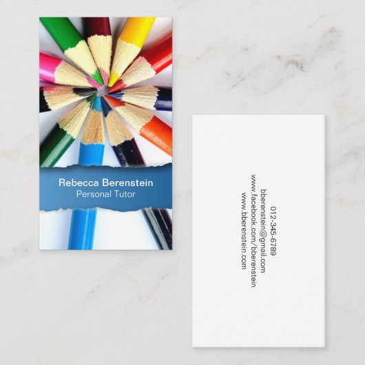 Kleur Potlood Tutor Geript Blauw Visitekaartje (Voorkant / Achterkant)