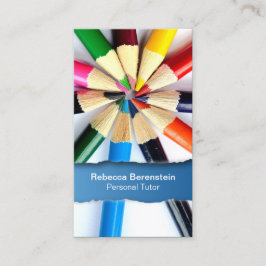 Kleur Potlood Tutor Geript Blauw Visitekaartje