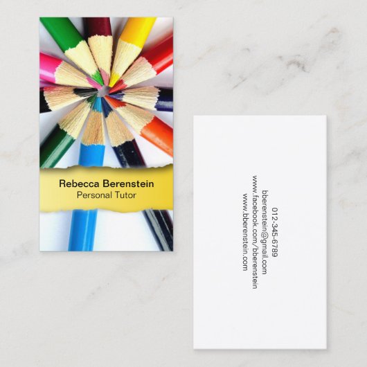 Kleur Potlood Tutor Geript Geel Visitekaartje (Voorkant / Achterkant)