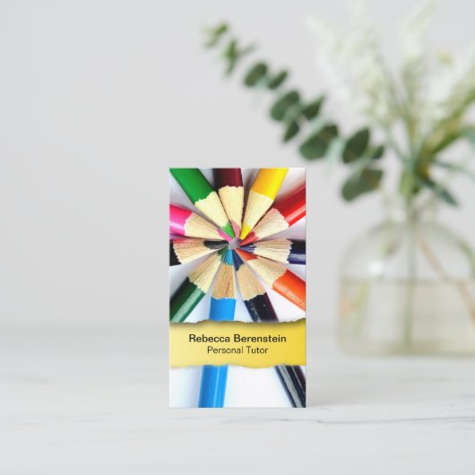 Kleur Potlood Tutor Geript Geel Visitekaartje (Staand voorkant)