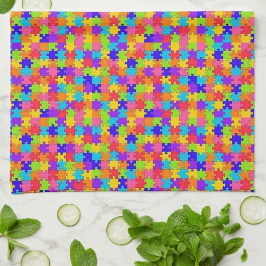 Kleur Puzzles Kitchen Handhanddoeken Theedoek (Gevouwen)