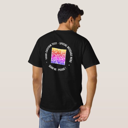 Kleur QR-code en aangepaste tekst Uw T-shirt Gift (Achterkant volledig)