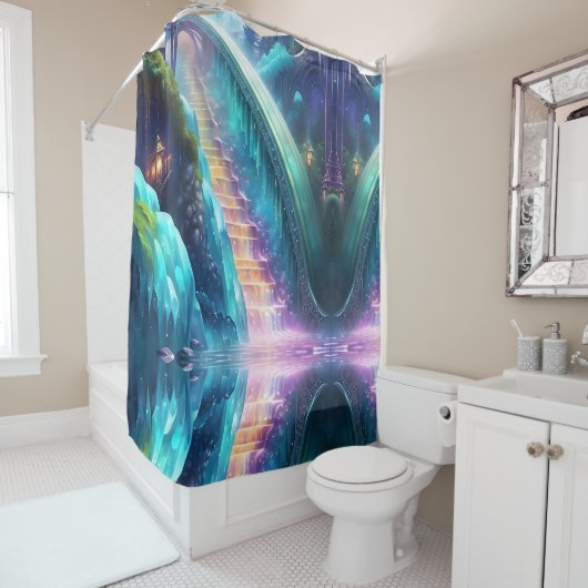 Kleur Rainbow Spectrum Waterfall Trap Douchegordijn (In situ)