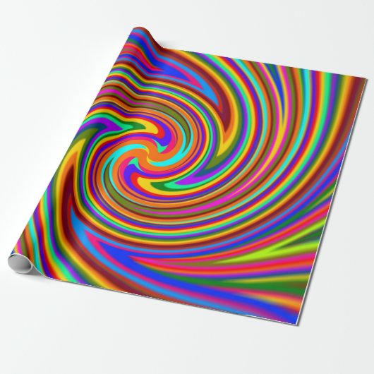 Kleur Rays Rainbow Swirl Wrapping Paper Cadeaupapier (Uitgerold)