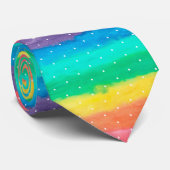 Kleur Regenboog Waterverven Stripes Patroon Stropdas (Opgerold)