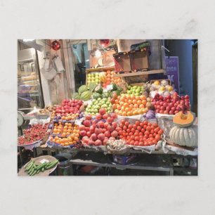 kleur rijke frukraam briefkaart