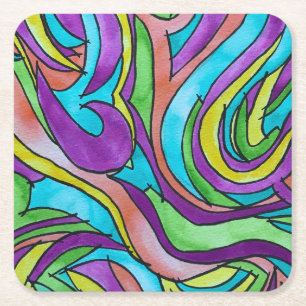 Kleur Ritme-Handgeschilderde Abstracte Aquarel Kun Kartonnen Onderzetters