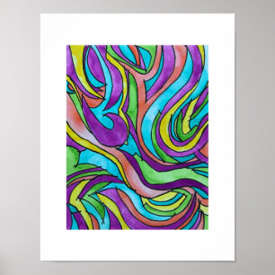 Kleur Ritme-Psychedelische Abstracte Aquarel Kunst Poster