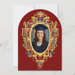 Kleur Rococo Cartouche Foto Sjabloon Afstuderen Kaart