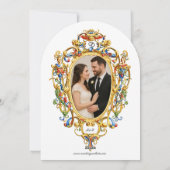 Kleur Rococo Wapenschild Monogram Foto Bruiloft Kaart (Achterkant)
