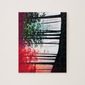 Kleur Rood Invades Zwart Silhouet Bos Legpuzzel (Verticaal)