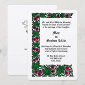 Kleur Roos Bloemen Vine Border Bruiloft Kaart (Voorkant / Achterkant)