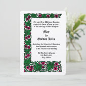 Kleur Roos Bloemen Vine Border Bruiloft Kaart (Staand voorkant)