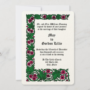 Kleur Roos Bloemen Vine Border Bruiloft Kaart