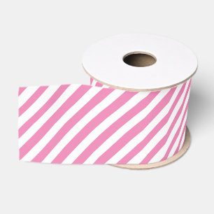  kleur roze en witte diagonale strepen grosgrain lint