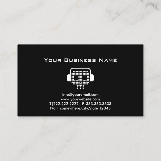 Kleur Soundwave Rock Skull DJ Muziek Visitekaartje (Achterkant)