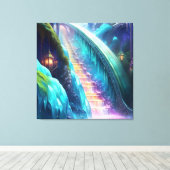Kleur Spectrum Trap Waterfall Lake Canvas Afdruk (Insitu (Houten vloer))