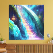 Kleur Spectrum Trap Waterfall Lake Canvas Afdruk (Insitu (Woonkamer))