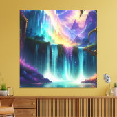 Kleur Spectrum Waterval Lake Canvas Afdruk (Insitu (Woonkamer))