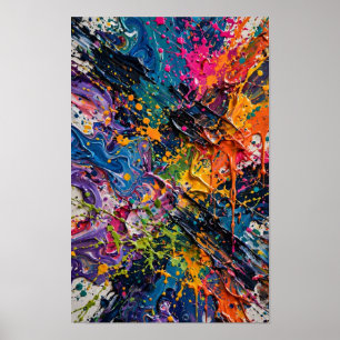 Kleur Spetter Chaos Abstracte Kunst Poster