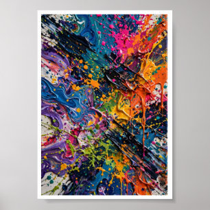 Kleur Spetter Chaos Abstracte Kunst Poster