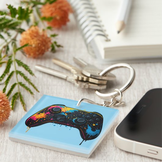 Kleur Spetter Game Controller Sticker  Sleutelhanger (Voorkant Rechts)