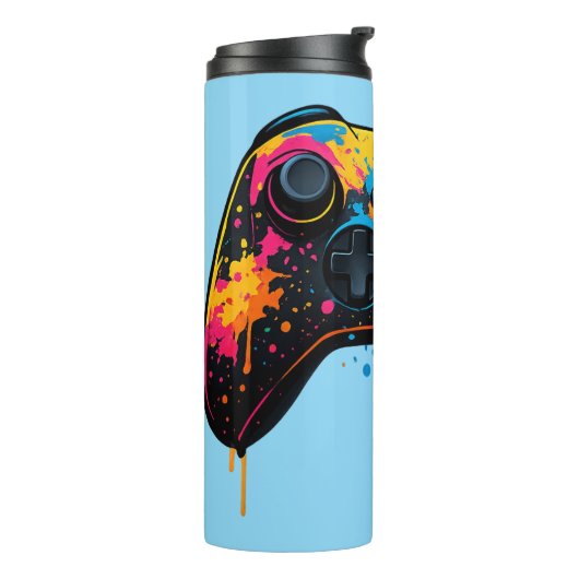 Kleur Spetter Game Controller Sticker  Thermosbeker (Gedraaid links)