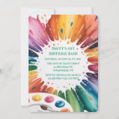 Kleur Spetter Kunst Verjaardagsfeest Kaart (Voorkant)