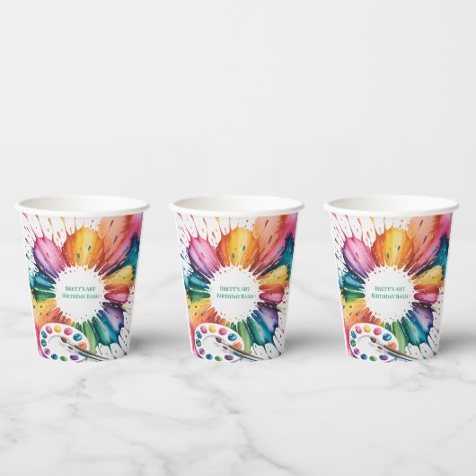 Kleur Spetter Kunst Verjaardagsfeest Papieren Bekers (Multi)