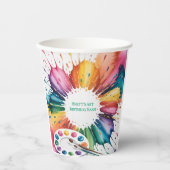 Kleur Spetter Kunst Verjaardagsfeest Papieren Bekers (Voorkant)