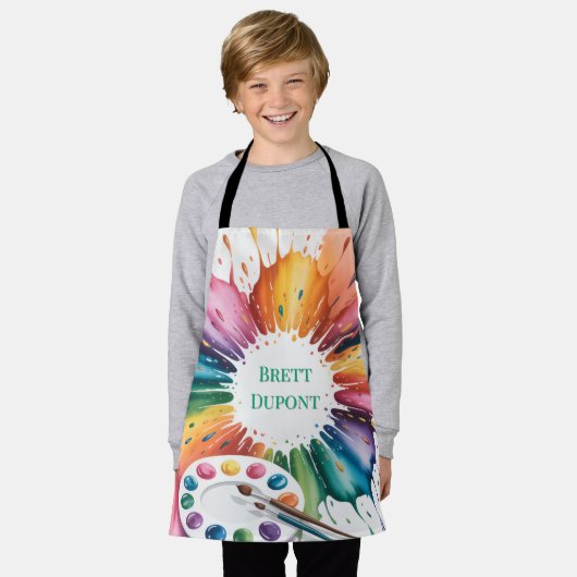 Kleur Spetter Kunst Verjaardagsfeest Schort (Gedragen)