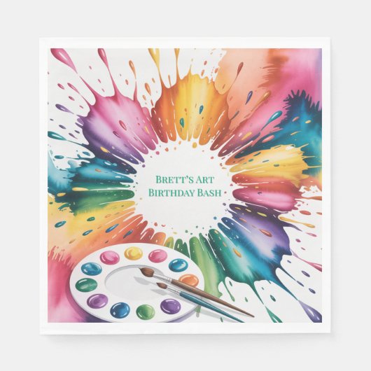 Kleur Spetter Kunst Verjaardagsfeest Servet (Voorkant)
