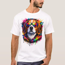 Kleur Spetterende Beagle Street Art T-shirt | hond