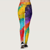 Kleur Spetterende Regenboog Verf Mode Leggings (Achterkant)