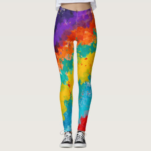 Kleur Spetterende Regenboog Verf Mode Leggings