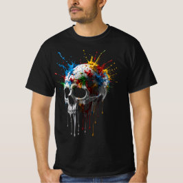 Kleur Spetterende Schedel T-shirt | Artistieke Sch