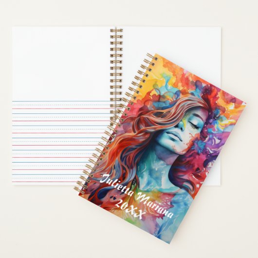 Kleur splash Aangepaste naam Notitieboek (Binnen)