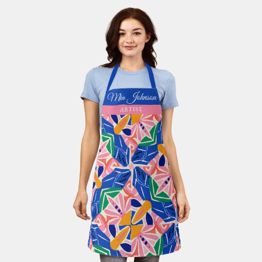 Kleur Splash Aangepaste Naam Schort (Gedragen)