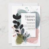Kleur Splash Abstract Foliage Wedding Kaart (Voorkant)