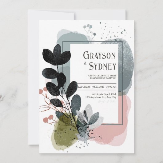 Kleur Splash Abstract Foliage Wedding Kaart (Voorkant)
