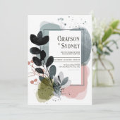 Kleur Splash Abstract Foliage Wedding Kaart (Staand voorkant)