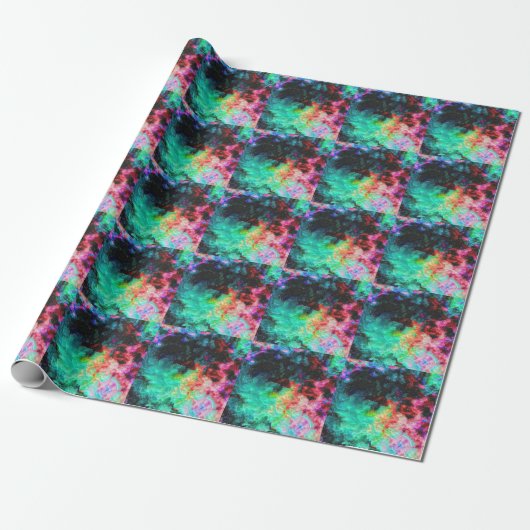Kleur Splash: Abstracte Waterverf Kunst Cadeaupapier (Uitgerold)