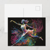 Kleur Splash Ballerina Briefkaart (Voorkant / Achterkant)