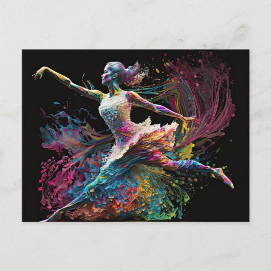 Kleur Splash Ballerina Briefkaart (Voorkant)