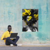 Kleur Splash Blonde op zwart haar Poster