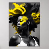 Kleur Splash Blonde op zwart haar Poster (Voorkant)