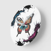 Kleur Splash Butterfly Wandklok – Levendige Natuur (Hoek)