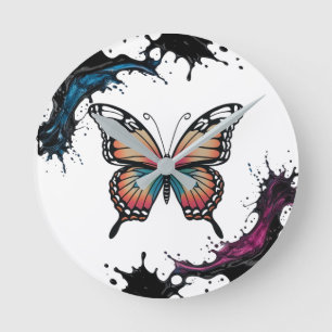 Kleur Splash Butterfly Wandklok – Levendige Natuur